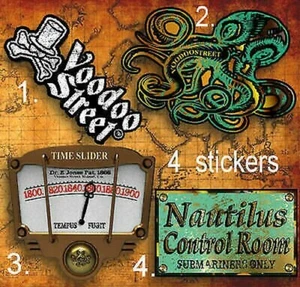 Steampunk Stickers, Temps Voyage, Nautilus, Occulte,Vaudou,Poulpe,Imperméable - Picture 1 of 1