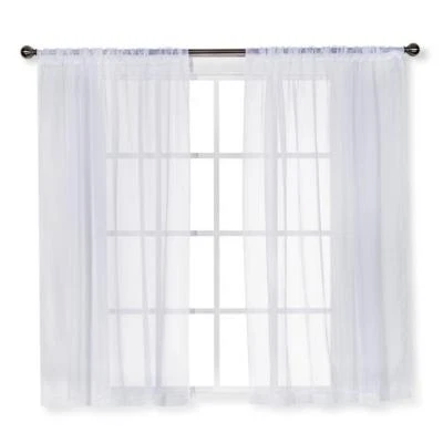 Pair of Two Window Sheers Voile White 60" x 63" Pair Target Curtains New - Image 1 of 3