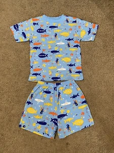 Hartstrings Submarine Pajama Set Boys Youth Size 7 100% Cotton Shorts S/S Shirt - Picture 1 of 6