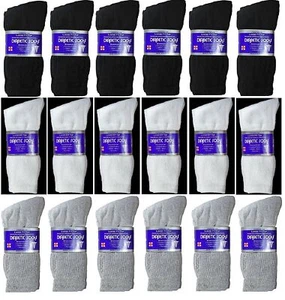 12 Pairs Men's Health Circulatory Diabetic Cotton crew socks 9-11 10-13 13-15 - Picture 1 of 17