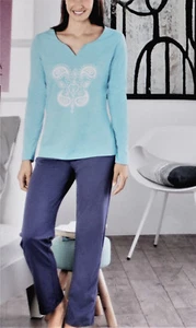 2 tlg. Damen PYJAMA Schlafanzug lang Nachtwäsche Gr.S L NEU TOP - Bild 1 von 1