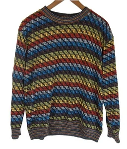 VTG 90's Norm Thompson 3D Abstract Wool Blend Coogi Cosby Style Sweater Men's L - Picture 1 of 5