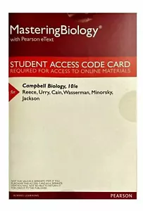 MASTERING BIOLOGY w/ Pearson eText Student Access Code Card Campbell 10th Ed. - Picture 1 of 1