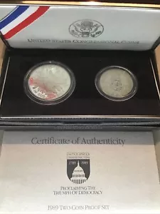 1989-S United States Congressional 2-Coin Proof Set w/ OGP and COA - Picture 1 of 3