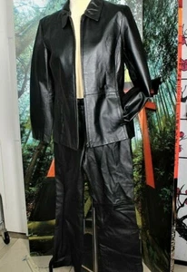 CASUAL CAREER LEATHER PANTS SUIT SEPARATE BLACK 16/LARGE - Picture 1 of 9