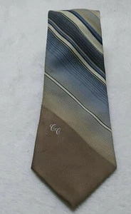 Carlo Collection Neck Tie Men's Pre Owned Blue Brown And Tan Stripes - Picture 1 of 7