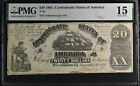 T-18 $20 1861 Confederate States Currency Banknote Civil War Money, PMG Ch F 15