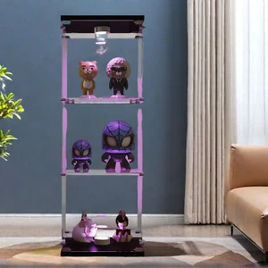 3 Regale Standvitrine LED-Beleuchtung Glasvitrine Messevitrine Vitrine schwarz - Bild 1 von 12
