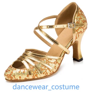 Mujeres Punta Cerrada Salón Latino Moderno Zapatos de Baile Suela de Piel Suave Tacones de Tango 2-8 - Imagen 1 de 15