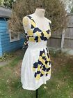 VINTAGE WAREHOUSE 100% COTTON FLORAL DRES PLEATED SIZE 10 FIT &amp; FLARE YELLOW