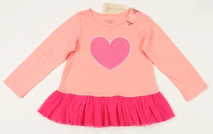 FIRST IMPRESSIONS NEW TODDLER GIRLS LONG SLEEVE COTTON PINK TULLE TUNIC 24M - Picture 1 of 2