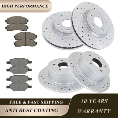 Front Rear Drilled Rotors Brake Pads for Chevy Malibu Cobalt Pontiac G6 ION Kit - Image 1 of 4