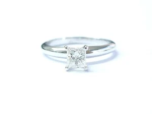 Platinum Princess Cut Diamond Solitaire Engagement Ring .38Ct BEN BRIDGE - Picture 1 of 4