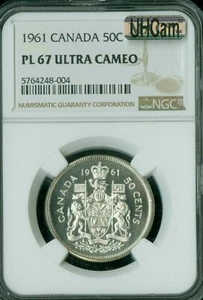 1961 CANADA 50 CENTS NGC PL67 ULTRA HEAVY CAMEO FINEST GRADED MAC SPOTLESS  * - Picture 1 of 2