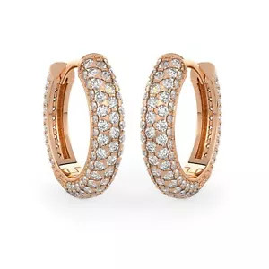 1.90ct Clicker 5 Row Diamond Hoops 12mm 18ct Rose Gold Pave Cartilage Earrings - Picture 1 of 9