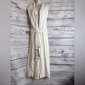 Bastine Dress Womens Size XL deep V Plunge Maxi Belted Organic Cotton Hemp Blend - Picture 1 of 13