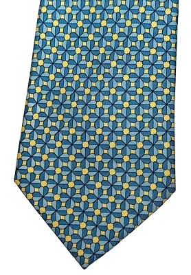 BATTISTONI Barneys Nueva York 100% Seda Corbata Azul 4 Hojas Trébol Murciélago 958 Italia Foto 1 de 4