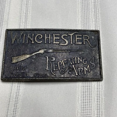 Vintage Winchester Repeating Arms New Haven Conn. Rifle Gun Brass Belt Buckle - Image 1 of 4