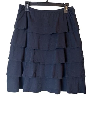 Garnet Hill Ruffle Skirt Size M Black Elastic Waist Band  Minimalist Flamenco - Image 1 of 4