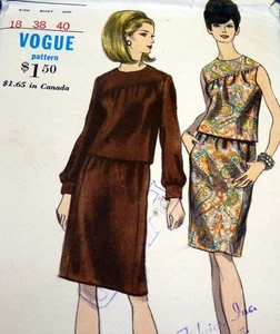 *SCHÖNES VINTAGE 60er Jahre KLEID VOGUE Schnittmuster 18/38 - Bild 1 von 2