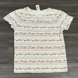 Vintage 2003 Gymboree Apple For The Teacher White Girl's Flower Top XXL 7 Years - Picture 1 of 15