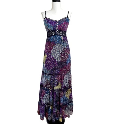 Maxi Vestido Sele Y2K Púrpura Babydoll S Encaje En Niveles Hada Grunge Capricho De Colección Foto 1 de 4