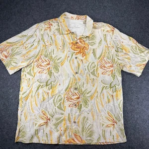 Tommy Bahama XL Seidenhemd mit Knopfleiste Blumen Mosaik Kurzarm Herrenmode - Bild 1 von 10