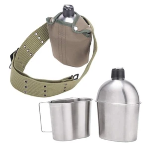 G.i. Armee Edelstahl Kantine Militär mit Tasse und grünem Nylon - Bild 1 von 7