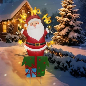 Luces solares de Navidad al aire libre Santa patio estacas cadena LED impermeable decoración - Imagen 1 de 7