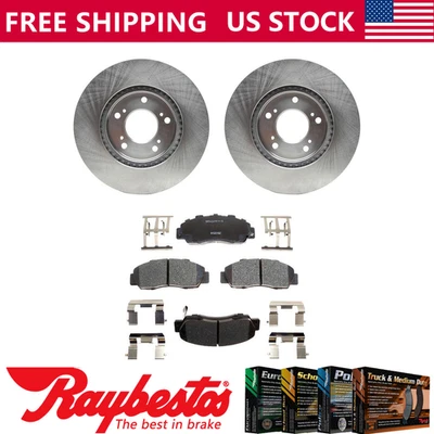 Kit dianteiro rotores de freio + pastilhas de cerâmica e ferragens para 1991-1995 Acura Legend - Imagem 1 de 4