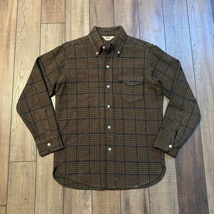 Vintage Woolrich schwere Wolle braun kariert Flanell Knopfleiste Hemd Größe Medium - Bild 1 von 5