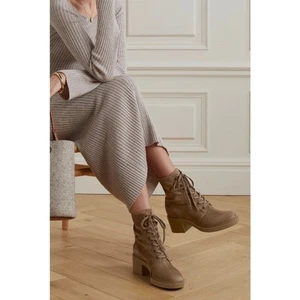 Gianvito Rossi Foster 45mm Suede Lace Up Boots in Beige Size 36 - Picture 1 of 20