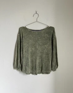 Top tejido gofre lavado Pilcro Anthropologie en verde musgo talla XS - Imagen 1 de 6