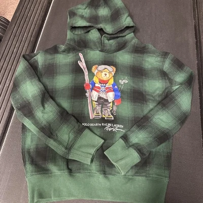 Kids Youth Polo Ralph Lauren Hoodie Sweatershirt Winter Bear Large 12-14 L Green - Image 1 of 4