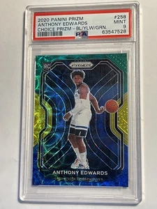 Anthony Edwards 2020-21 Panini Prizm Choice azul amarillo verde radiocontrol SP #258 PSA 9 - Imagen 1 de 4