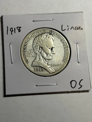 1918 Lincoln Illinois Centennial Half Dollar Nice Circulated XF - Image 1 of 4