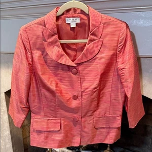 Shomi Women's Striped Coral 100% Silk Blazer Size 10 - Picture 1 of 4