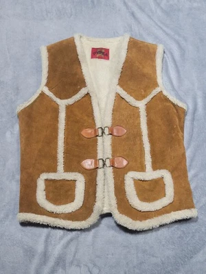 Vintage 70s Pypsa Genuine Leather Vest Brown Size 44 Made In Mexico  - Image 1 of 4