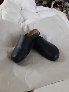 Birkis BIrkenstock Amsterdam Black Leather Clog/L8M6 - Picture 1 of 11
