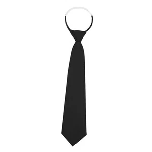 Womens Black/Red Pre Tied Zipper School Tie Black Clip on - Picture 1 of 8