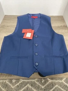 Gioberti Boys Navy Blue 4 Button Front Single Breasted Lined Tuxedo Vest Size 12 - Picture 1 of 6