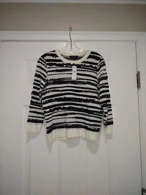 Suéter a Rayas Tejido Lentejuelas Cebra Ann Taylor Nuevo con Etiquetas Talla Mediana  Foto 1 de 4