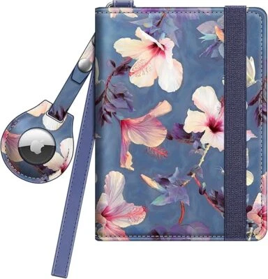 FINTIE Slim Passport Holder with Airtag Holder RFID Blocking Card Case Cover Card Slots