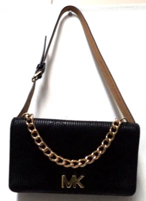 Michael Kors Leather quilted Belt Crossbody bag purse black Fanny Pack chain - Image 1 of 4