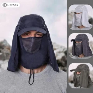 Foldable Fishing Hat with Neck Flap & Face Mask Sun Cap UV Protection Quick GX - Picture 1 of 20