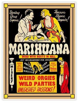 Marijuana Marihuana Smoking Pot Reefer Vintage Style 18x24 Movie Poster C. 1930 • 14.97$
