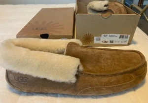 UGG Men's Grantt Suede Chestnut Brown Wool Loafer Slipper Size 18 (New in Box)  - Picture 1 of 4