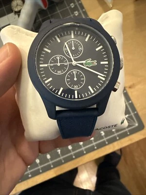 Lacoste 12.12 Chronograph Watch Men 43mm Blue Dial Blue Case Round Rubber StrapA - Image 1 of 4