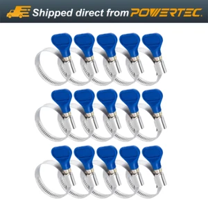 POWERTEC 70247-P3 1.5" Stainless Steel Thumb Screw Key Hose Clamps, 15pk - Picture 1 of 8