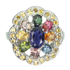 925 Sterling Silver Ring Oval Blue Iolite 7x5mm Sapphire Tourmaline Gemstone 7 - Picture 1 of 9